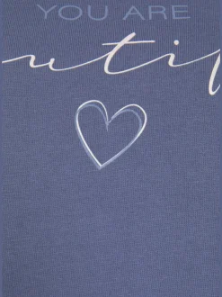 Chemise de nuit courte avec finitions côtelées rayées