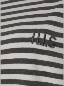Chemise de nuit courte à rayures en fils teintés