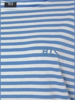 Chemise de nuit courte à rayures en fils teintés
