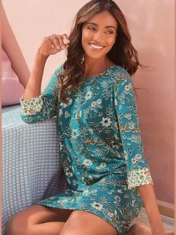 Chemise de nuit fantaisie, imprimé floral