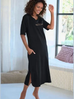 Chemise de nuit longueur midi avec détails imprimés