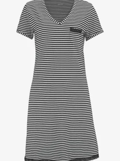 Chemise de nuit rayée avec dentelle