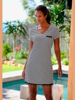 Chemise de nuit rayée avec dentelle