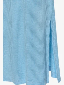 Chemise de nuit robe de nuit longueur mollet en matière côtelée élastique
