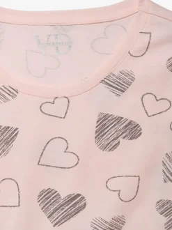 Chemise de nuit 2 robes légères avec imprimé cœurs