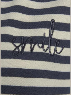 Chemise de nuit t-shirt de nuit rayé avec broderie