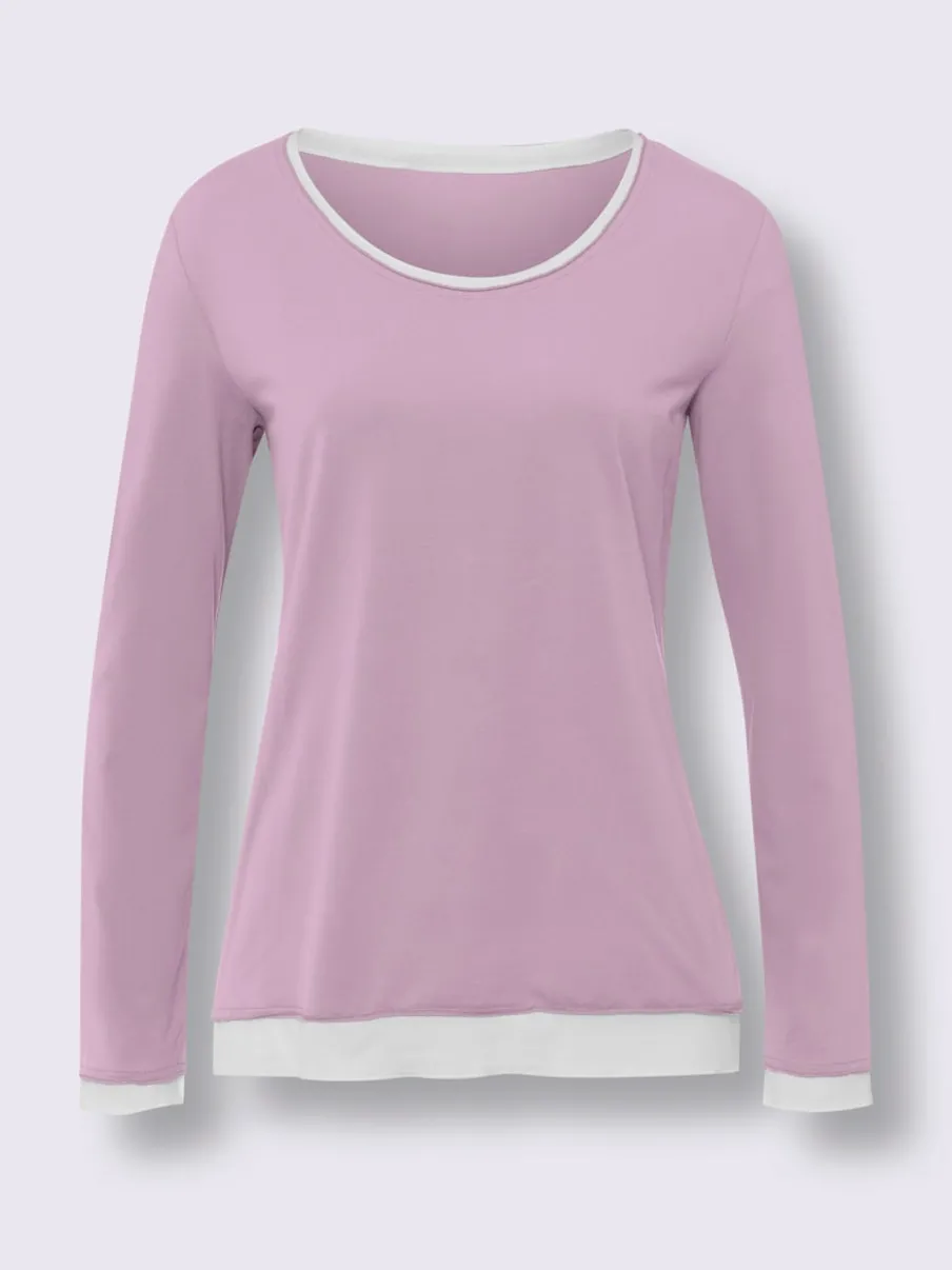 Chemise à manches longues avec finitions contrastées superposées