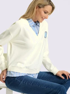 Chemise à manches longues en sweatshirt à col chemise