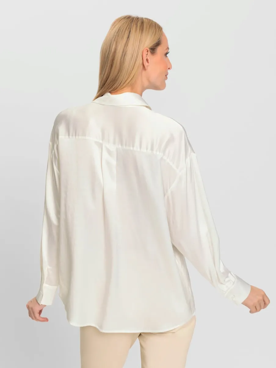 Chemisier ample en soie viscose avec manches longues