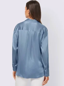 Chemisier ample en soie viscose avec manches longues