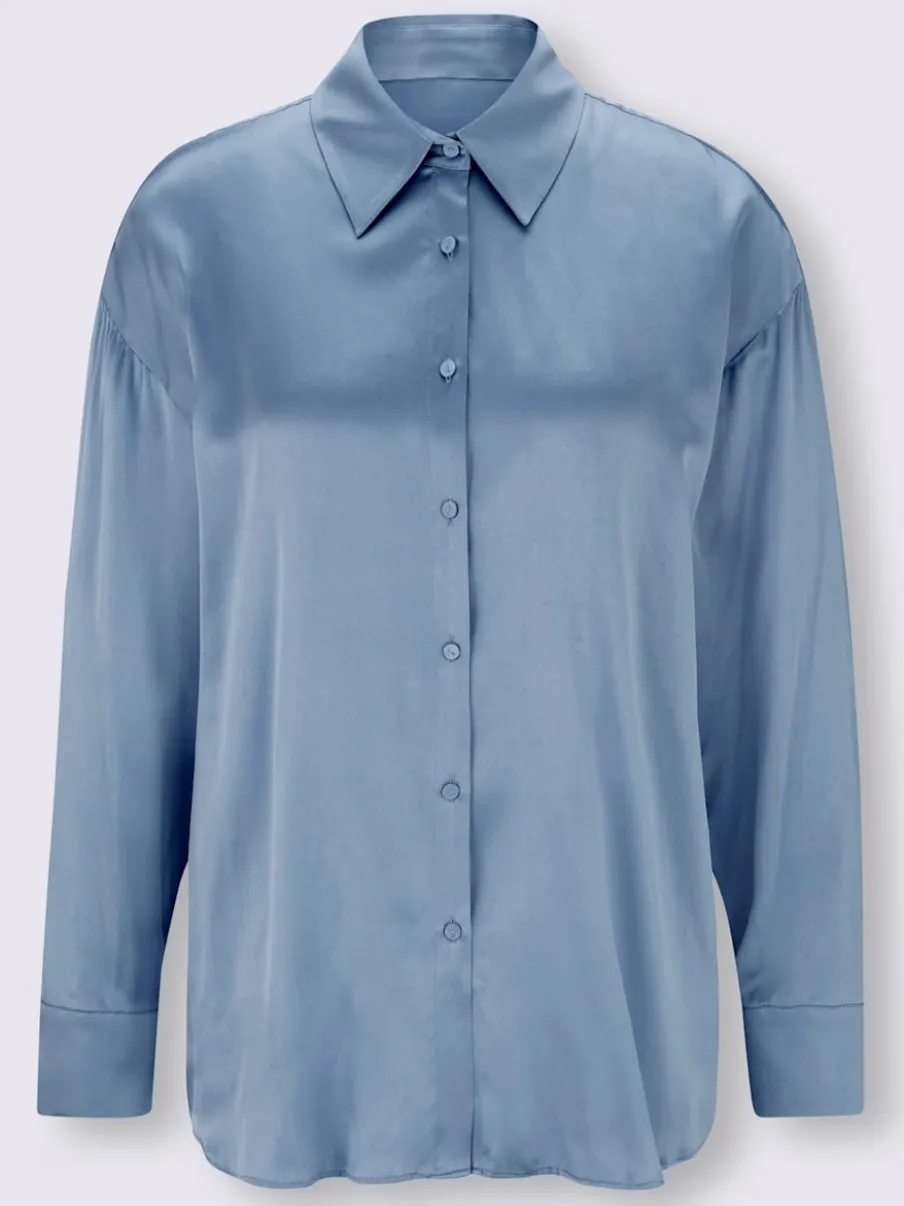 Chemisier ample en soie viscose avec manches longues