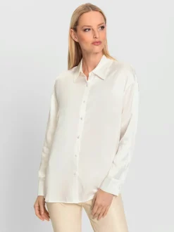 Chemisier ample en soie viscose avec manches longues