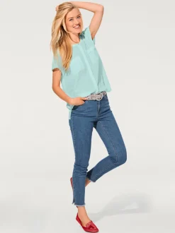 Chemisier ample manches courtes encolure ronde avec poches