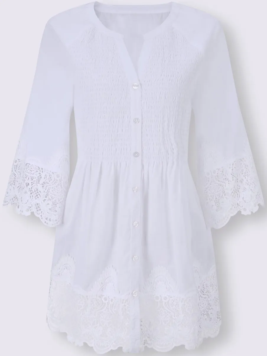 Chemisier avec empiècements en dentelle et manches raglan