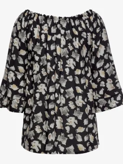 Chemisier carmen à manches 3/4 avec élastique et motifs floraux