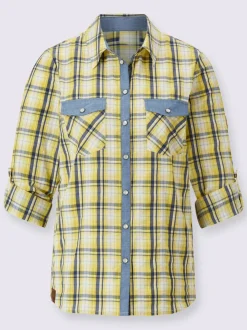 Chemisier à carreaux avec col chemise et poches