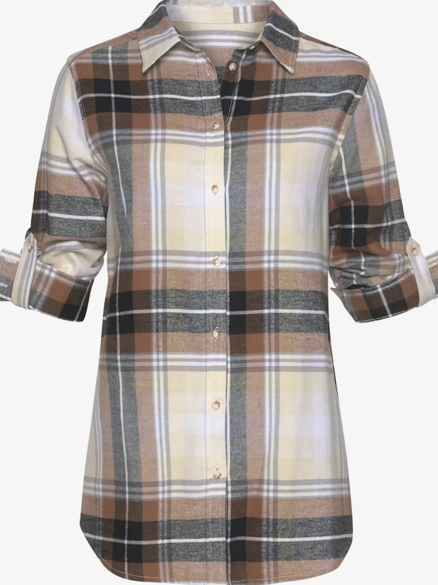 Chemisier à carreaux avec col chemise et manches longues