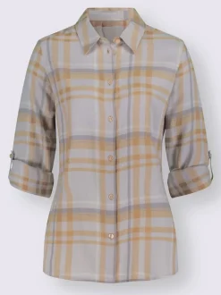 Chemisier à carreaux en flanelle avec col chemise et manches retroussables