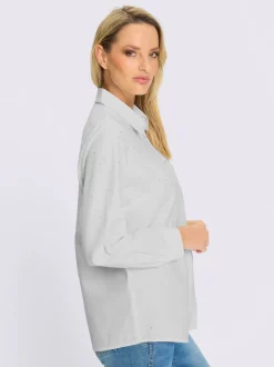 Chemisier à col chemise avec petites pierres brillantes