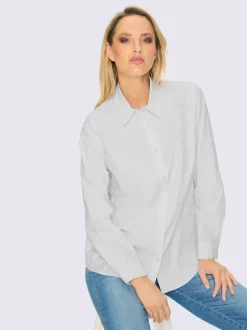 Chemisier à col chemise avec petites pierres brillantes