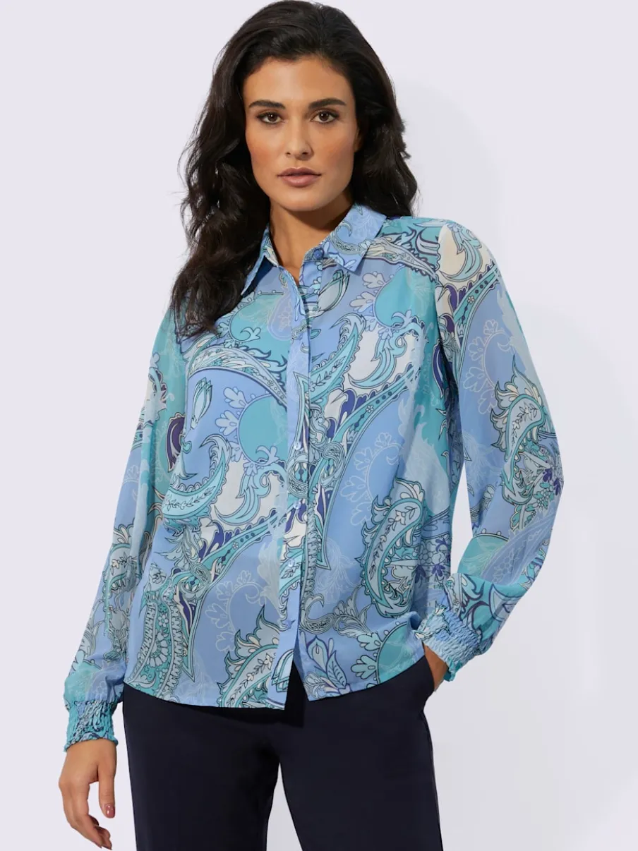 Chemisier à col chemise et manches longues avec motifs imprimés