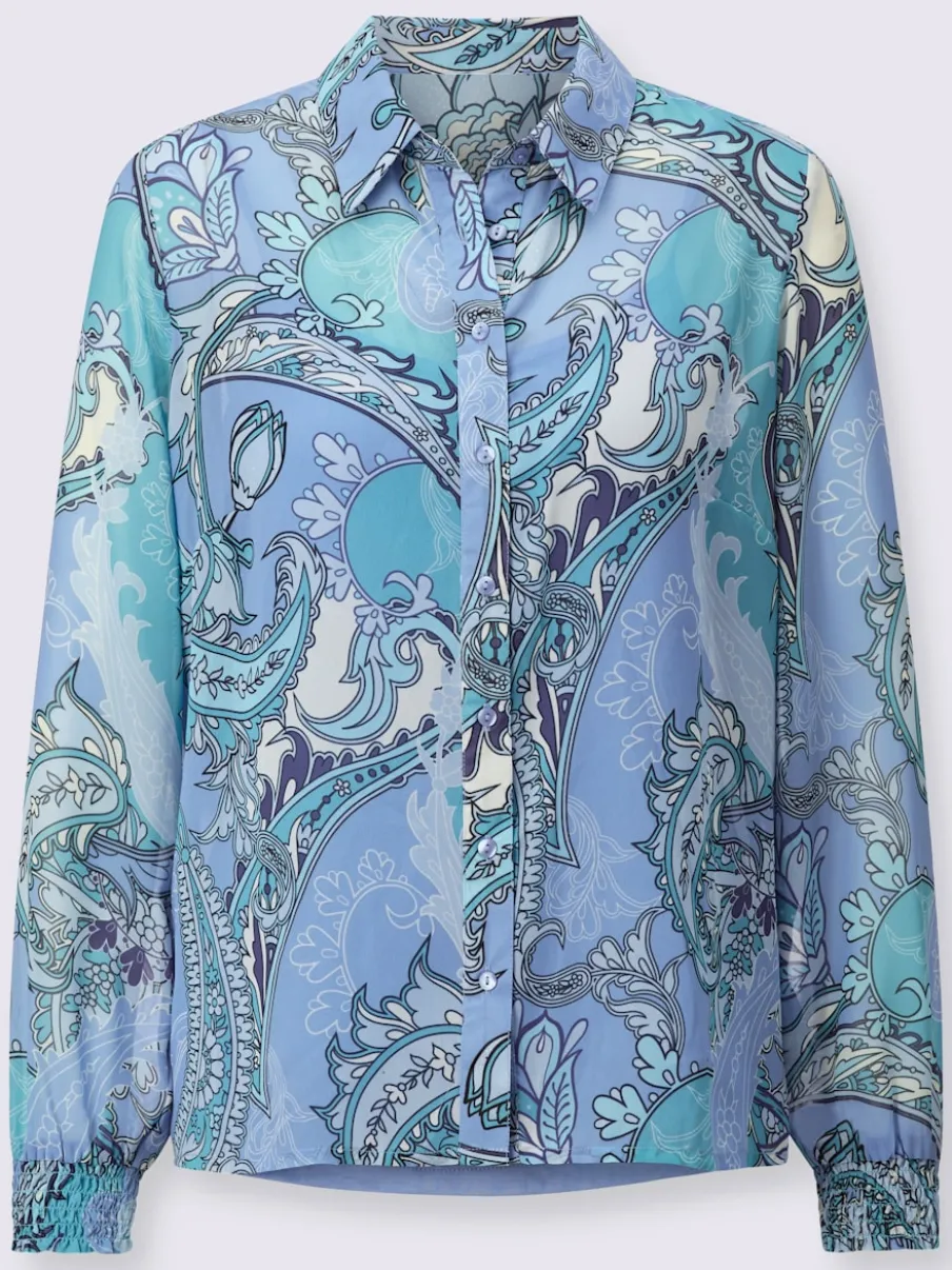 Chemisier à col chemise et manches longues avec motifs imprimés