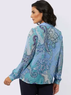 Chemisier à col chemise et manches longues avec motifs imprimés