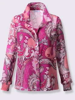 Chemisier à col chemise et manches longues avec motifs imprimés