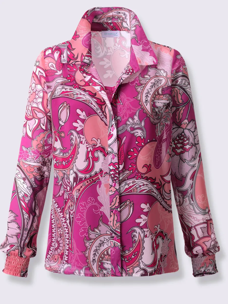 Chemisier à col chemise et manches longues avec motifs imprimés