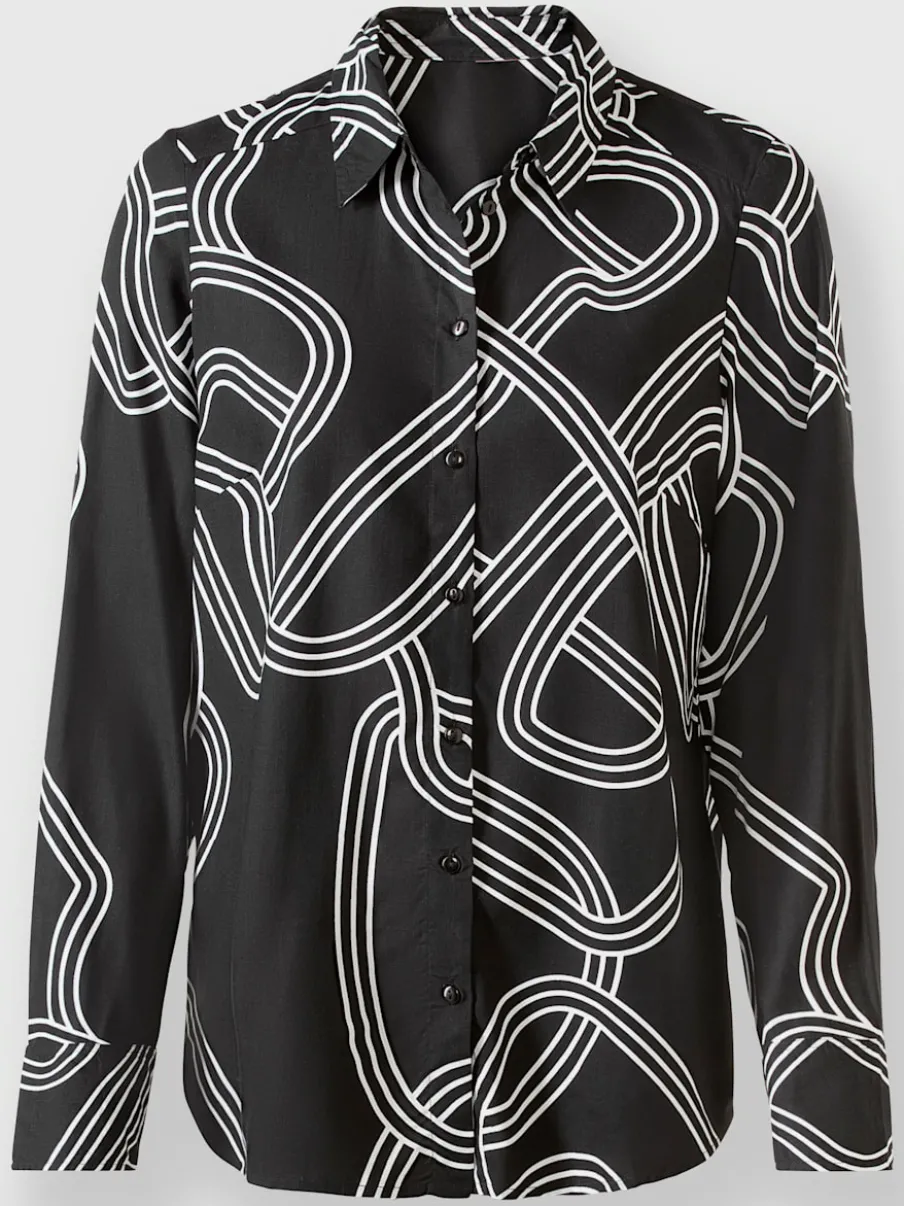 Chemisier à col chemise manches longues imprimé graphique