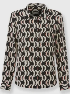 Chemisier à col chemise manches longues imprimé graphique