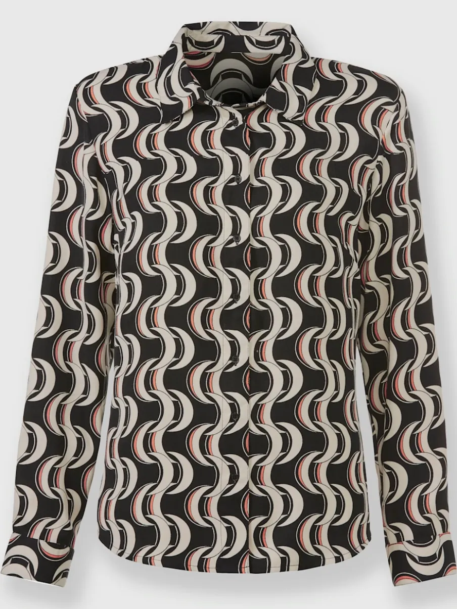 Chemisier à col chemise manches longues imprimé graphique