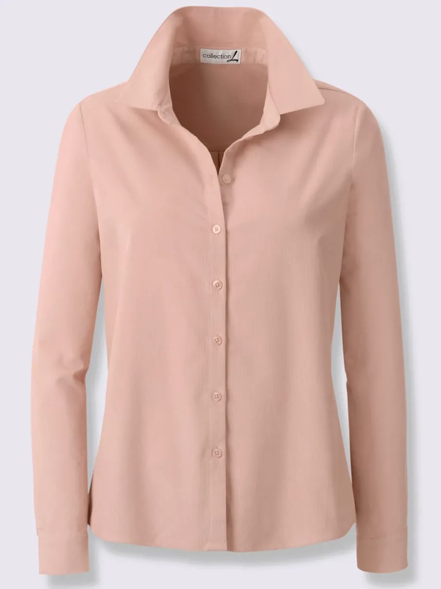 Chemisier col chemise à manches longues et patte de boutonnage