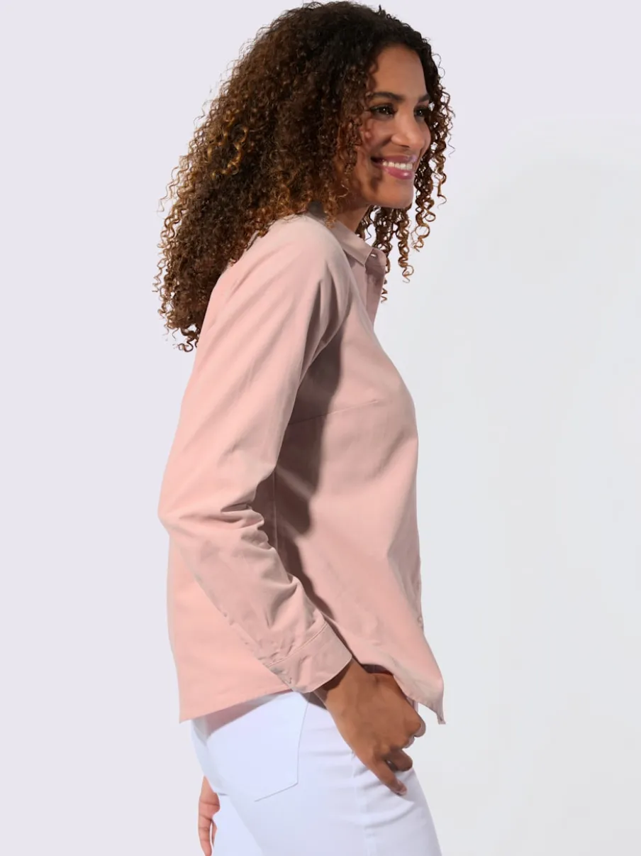 Chemisier col chemise à manches longues et patte de boutonnage