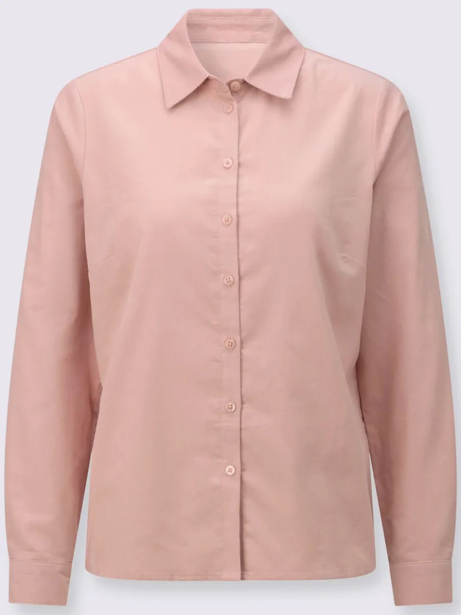 Chemisier col chemise à manches longues et patte de boutonnage