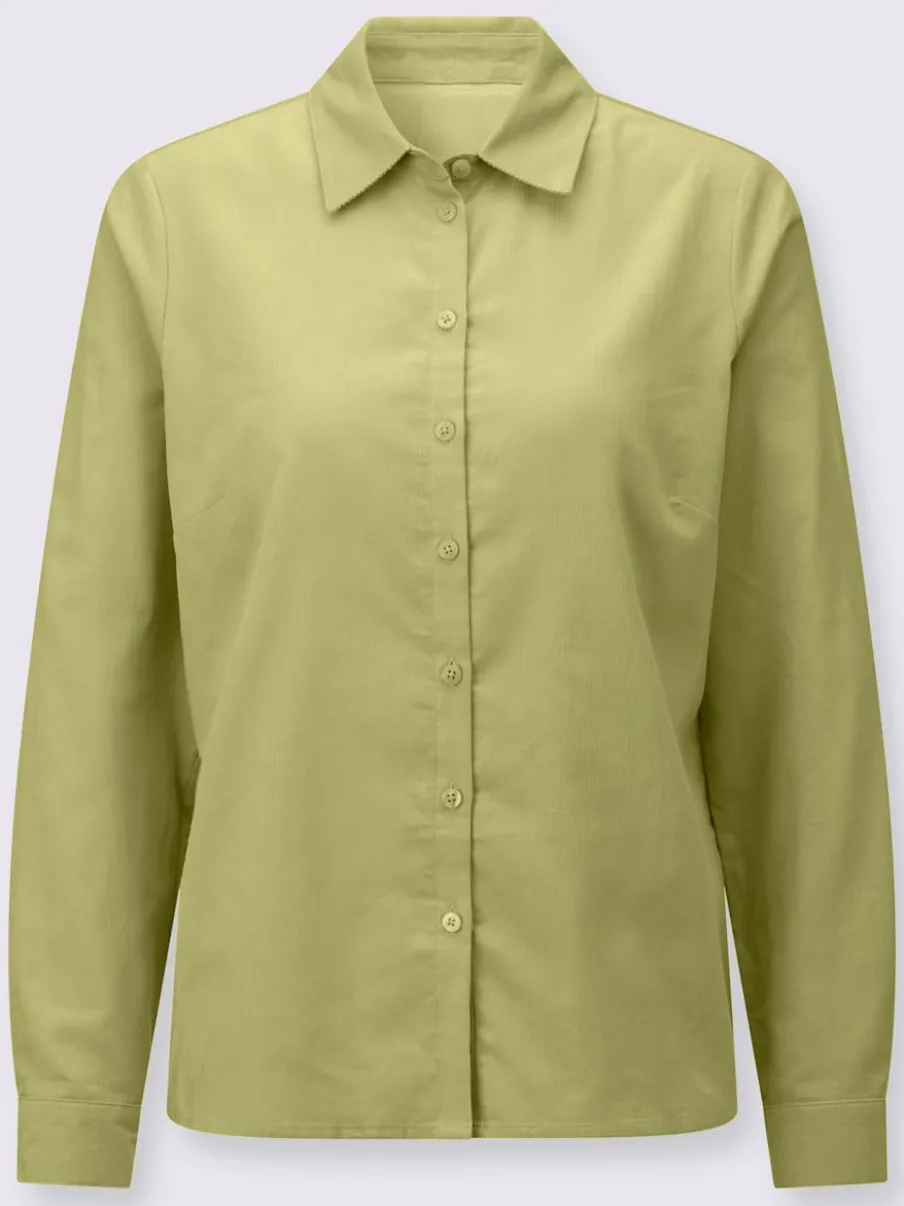 Chemisier col chemise à manches longues et patte de boutonnage