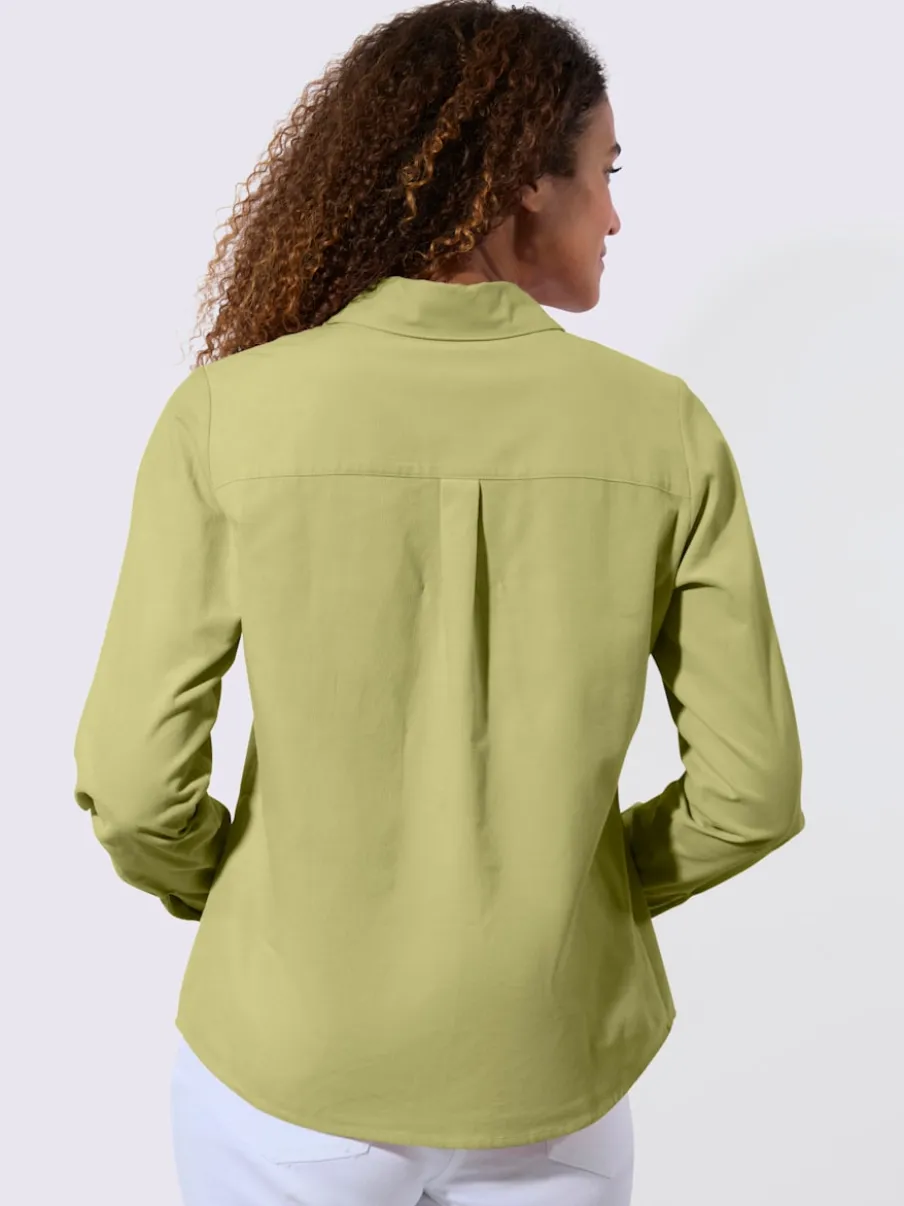 Chemisier col chemise à manches longues et patte de boutonnage