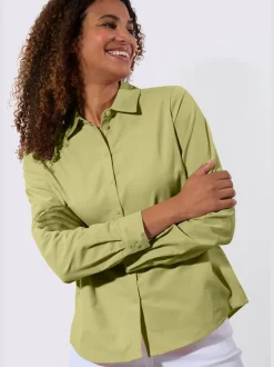 Chemisier col chemise à manches longues et patte de boutonnage