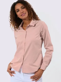 Chemisier col chemise à manches longues et patte de boutonnage