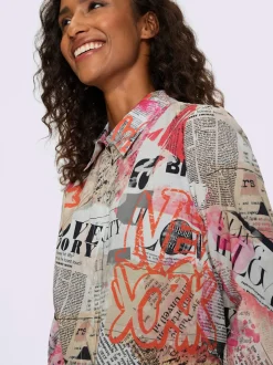 Chemisier à col chemise motif extravagant manches longues