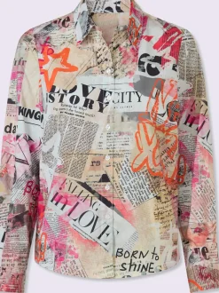 Chemisier à col chemise motif extravagant manches longues