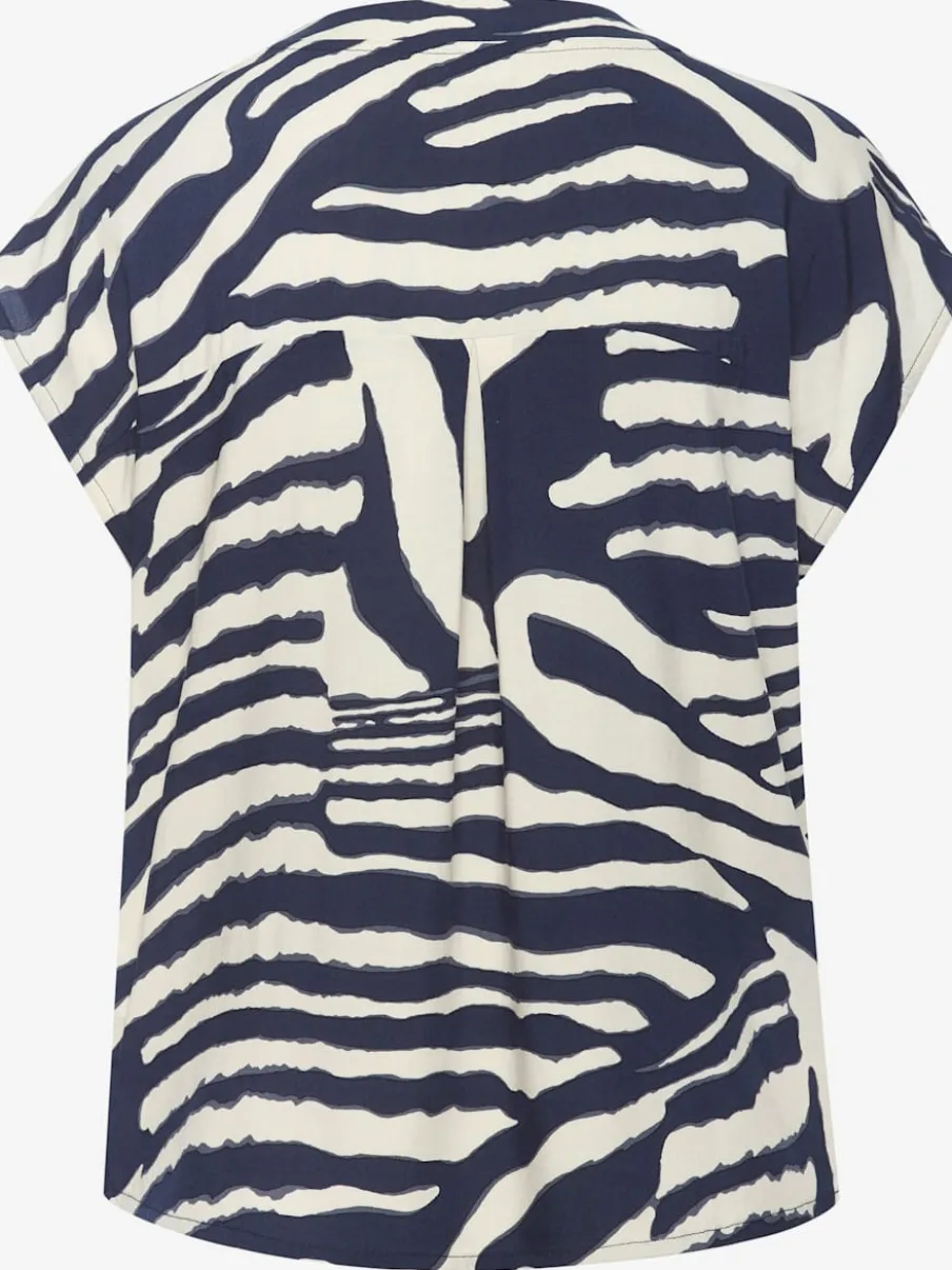 Chemisier encolure en V avec boutons et manches courtes en viscose