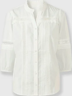 Chemisier en coton avec détails en dentelle transparent