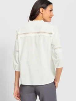 Chemisier en coton avec détails en dentelle transparent