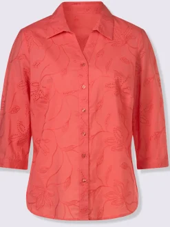 Chemisier en coton broderie de Madère manches 3/4