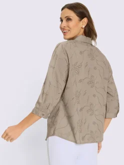 Chemisier en coton broderie de Madère manches 3/4