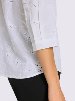 Chemisier en coton broderie de Madère manches 3/4