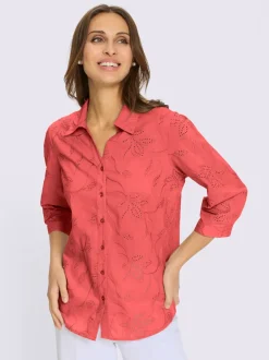 Chemisier en coton broderie de Madère manches 3/4