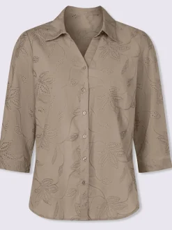 Chemisier en coton broderie de Madère manches 3/4