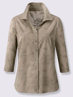 Chemisier en coton broderie de Madère manches 3/4